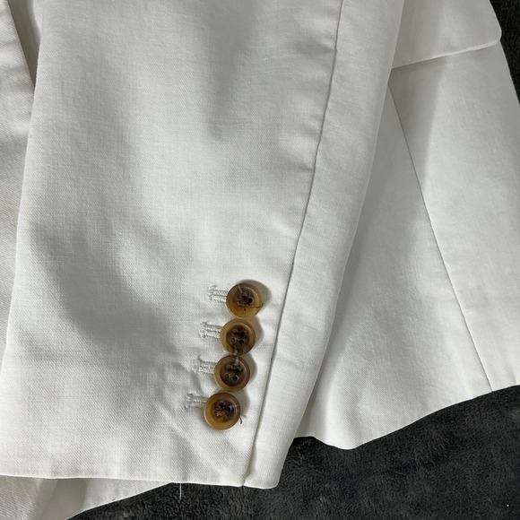 J.Crew Women's 6 White Cotton Blazer Jacket 2 Button Tailored Workwear Chic - Picture 6 of 7